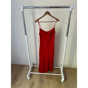 Express Bright Red Satin Midi Dress Size Small
